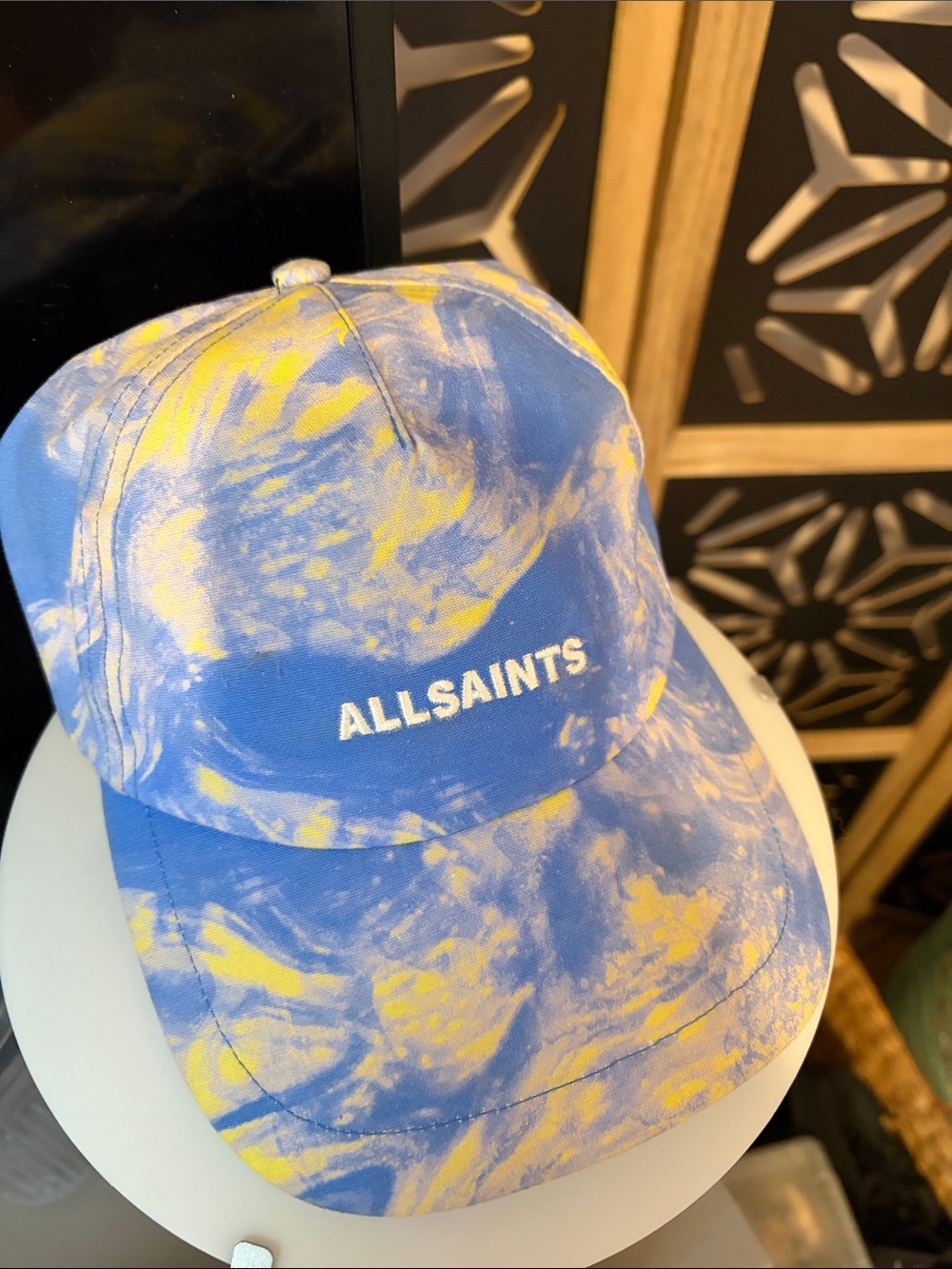 AllSaints Blue and Yellow Tie-Dye Baseball Cap